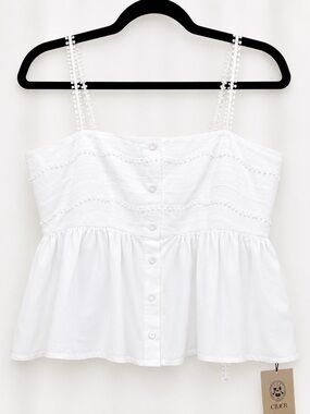 Cider White Eyelet Peplum Button-Front Cami